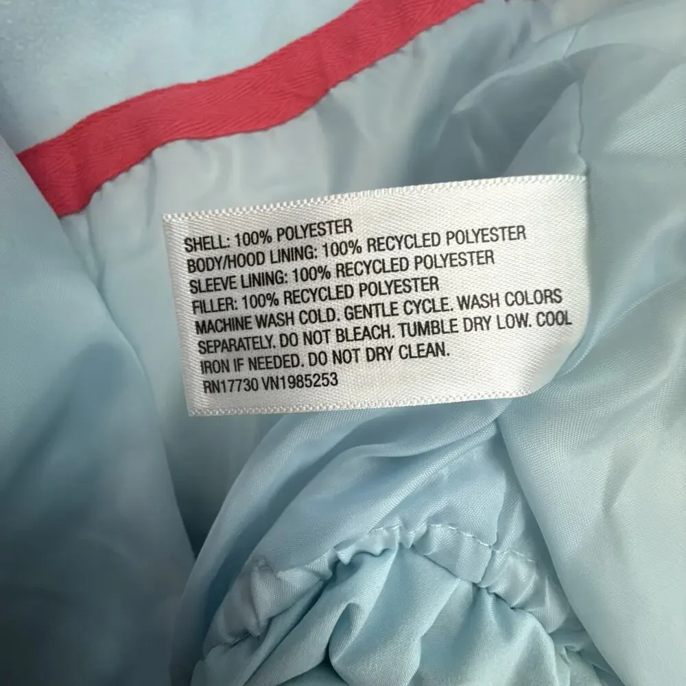 All In Motion Girls Puffer Jacket Light Blue Hooded Mid-Length Coat Size XL (14)